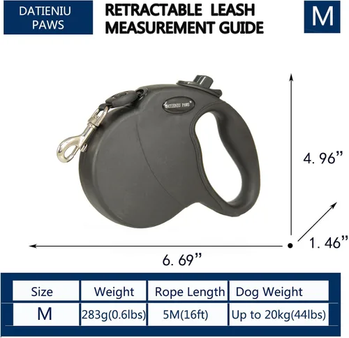 Miniatura 4 de Correa retráctil pequeña para perro de 13 pies – Correa ajustable manos libres para perros de hasta 22 libras, nailon sin enredos con agarre Negro