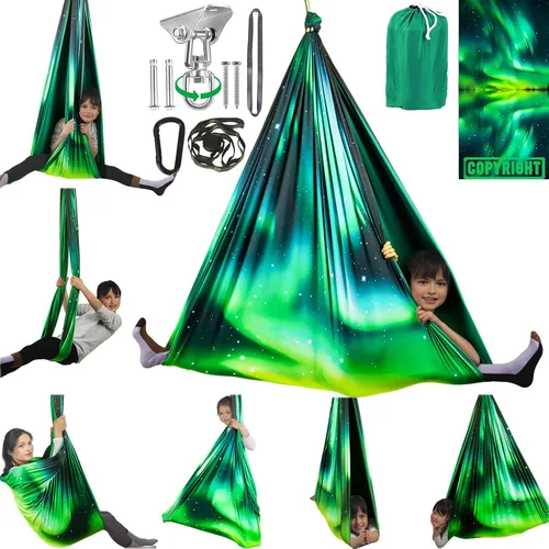 HiCamer Columpio Sensorial de Doble Capa para Niños y Adultos Soporta hasta 300 libras Columpio de Terapia de Abrazo para Interiores y Exteriores