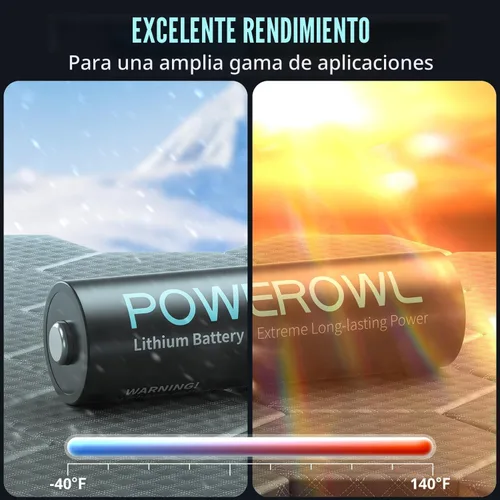 Miniatura 6 de Baterías de litio POWEROWL AA de alta capacidad de larga duración, batería doble A de 1.5V para dispositivos de alta tecnología - Paquete de 8