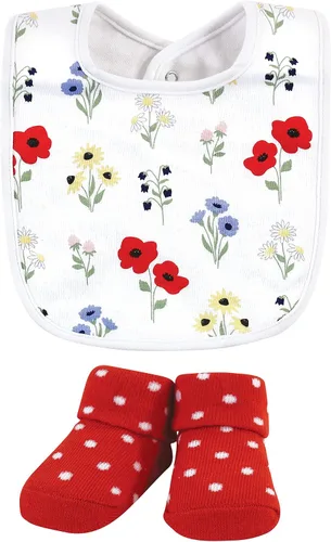 Miniatura 40 de Hudson Baby Conjunto de babero y calcetines unisex de algodón para bebé