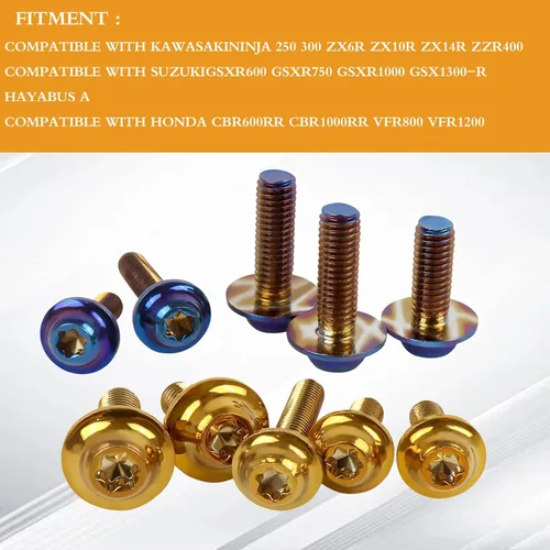 Miniatura 8 de BAIONE Worldmotop - Kit de pernos de acero inoxidable, tornillos y clips de sujeción compatibles con Yamaha, Honda, Kawasaki, Suzuki, BMW, kit