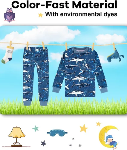 Miniatura 7 de DAUGHTER QUEEN Pijama para niños de 4 piezas, 100% algodón, talla 18 meses a 12 años