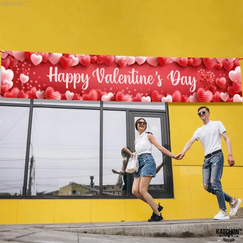 Miniatura 6 de KatchOn, Cartel de feliz día de San Valentín, grande, 120 x 20 pulgadas, decoraciones de patio de San Valentín, decoración del día de San Valentín