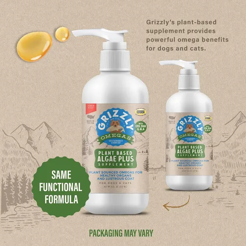 Miniatura 2 de Grizzly Pet Products Algal Plus Omega 3-6-9 Suplemento alimenticio para perros y gatos, botella de 8 onzas