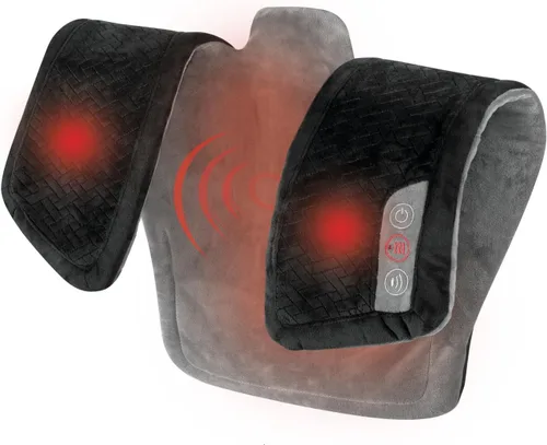 HoMedics Almohadilla térmica, doble intensidad vibratoria calentada, envolvente de masaje para cuello y hombros para ayudar y rejuvenecer los