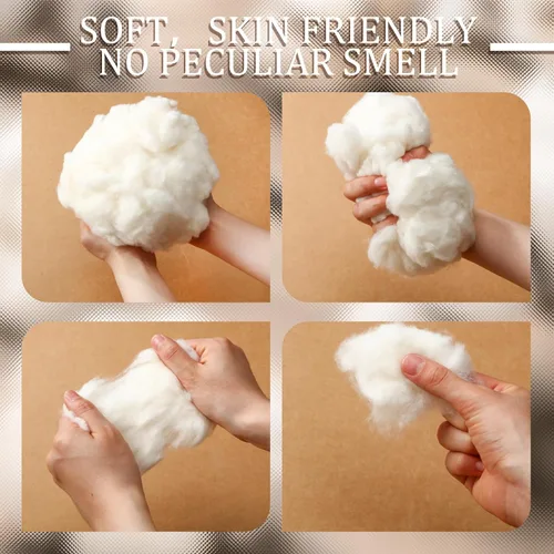 Miniatura 3 de Wesnoy 1000g/2.2lb de Relleno de Algodón para Animales de Peluche, Almohada Suave, Relleno de Fibra de Algodón Natural, para Juguetes, Decoraciones