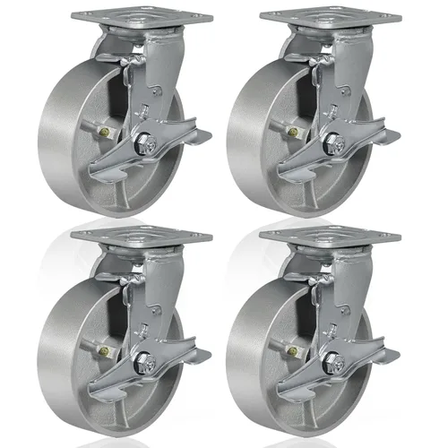 Miniatura 9 de Ruedas giratorias de 4 x 2 pulgadas, ruedas industriales resistentes, ruedas giratorias con rodamiento de rodillos - Ruedas de hierro fundido