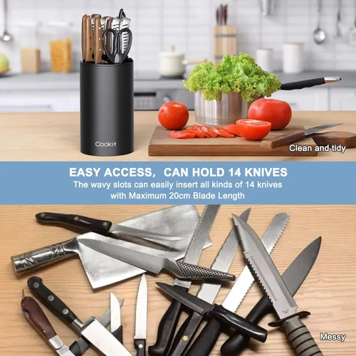 Miniatura 4 de Cookit - Bloque de cuchillos sin cuchillos, solo bloque redondo universal para cuchillos, soporte de cuchillos desmontable para una fácil limpieza