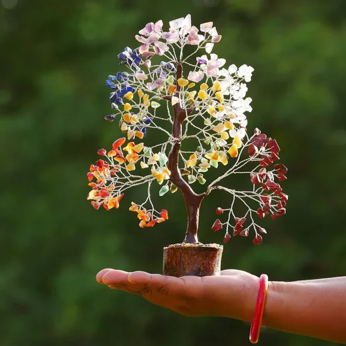 Miniatura 2 de Figura de árbol de piedras preciosas de los siete chakras de Feng Shui, bonsái de dinero, de buena suerte, reiki, cristales curativos, equilibrio