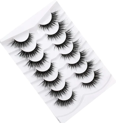 Miniatura 609 de Pooplunch - Pestañas postizas finas de visón sintético, estilo ojo de gato, naturales, cruzadas, tipo racimo, efecto 8D de volumen, tiras