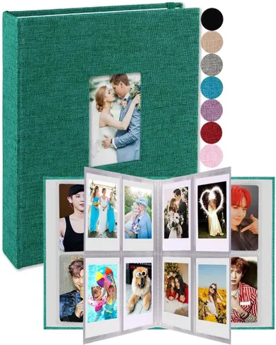 GPIRAL Mini Álbum de Fotos 208 Fotos Verticales - Álbum de Fotos de Lino 2x3 Compatible con Tarjetas Fotográficas K-pop, Fujifilm Instax Mini Film