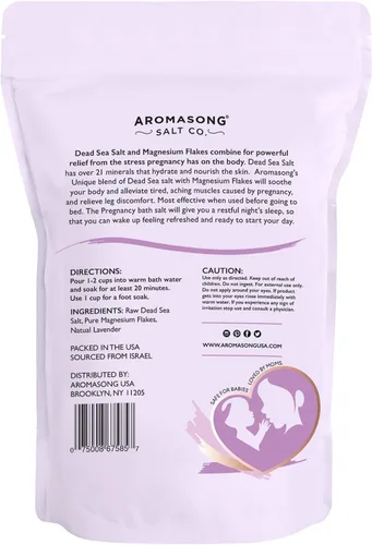 Miniatura 9 de Aromasong Baño de embarazo remojo de 3 libras – 100% escamas de magnesio puro con 21 minerales esenciales del mar muerto y lavanda natural, mejor