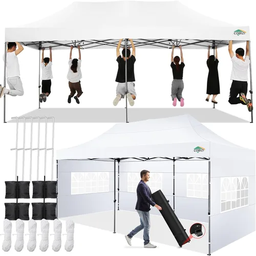 Miniatura 33 de COBIZI Carpa Toldo Emergente de 10x10 pies, Toldo de 10x10 con 4 Paredes Laterales Impermeable de Servicio Pesado Carpa Comercial para Fiestas