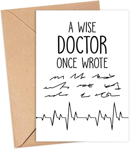 Tarjeta de médico sabio, regalo para el médico con broma de escritura a mano, perfecta para médicos
