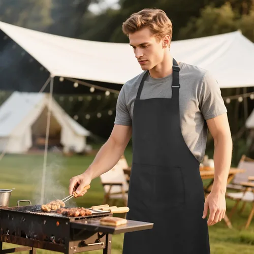 Miniatura 7 de Delantal de chef grande para hombres y mujeres, delantales de cocina con 2 bolsillos grandes, resistentes al agua y al aceite