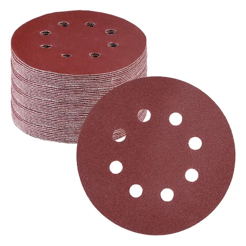 Miniatura 28 de WORKPRO Juego de discos de lija de 50 piezas – Papel de lija de 8 agujeros de 5 pulgadas, 5 grados, incluye 60, 80, 120, 240, 320 granos