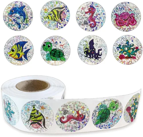 Miniatura 20 de 500 piezas de rollo de calcomanías lindas de patas de perro en glitter, etiquetas adhesivas de huellas de perro negro, etiquetas de vinilo
