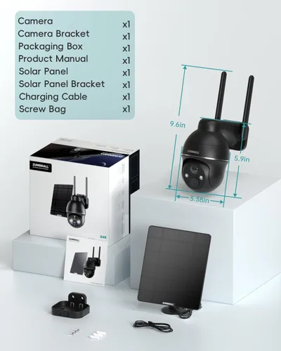 Miniatura 9 de ZUMIMALL Cámaras de seguridad celulares 4G LTE inalámbricas para exteriores, cámaras 2K sin WiFi para seguridad en el hogar con vista de 360°