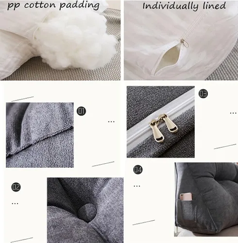 Miniatura 3 de EORNOW Almohada de cuña para cabecero, almohada de lectura de cuña para cama/sofá, cojín triangular para respaldo grande con funda extraíble