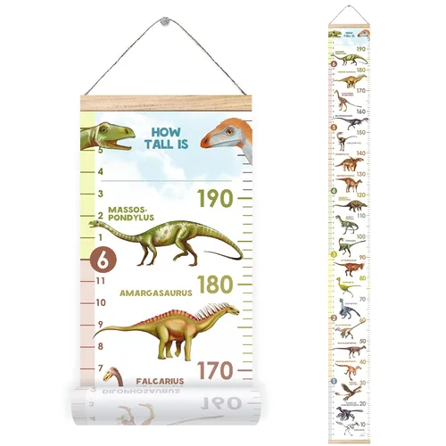 Miniatura 9 de Tabla de crecimiento personalizada para los amantes de los dinosaurios, regla de pared extraíble para niños y niñas, decoración de habitación Azul