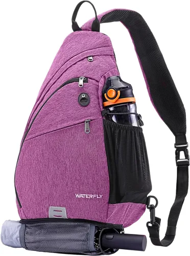 Miniatura 11 de WATERFLY - Mochila con eslinga, bandolera pequeña, bolsa de hombro para hombres y mujeres, para viajes, ciclismo, senderismo, mochila de día Azul