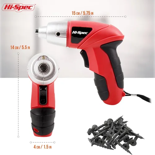 Miniatura 4 de Hi-Spec Juego de destornilladores eléctricos de potencia pequeña, color rojo, 27 piezas, 3.6 V, inalámbrico y recargable con juego de puntas