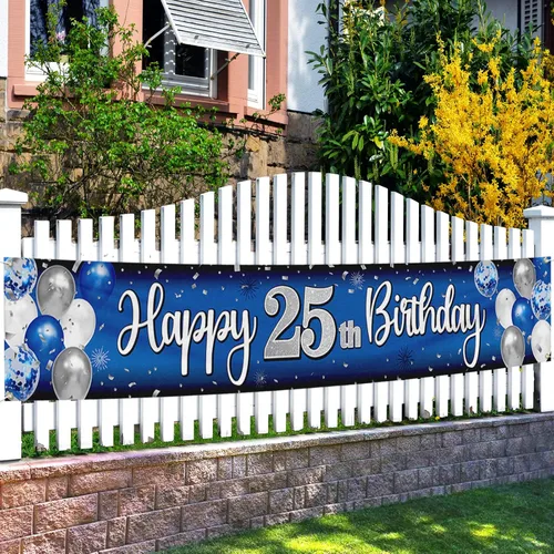 Miniatura 10 de Decoración de feliz cumpleaños número 100, globo azul y plateado número 100, cartel grande de telón de fondo de cumpleaños, suministros para fiesta