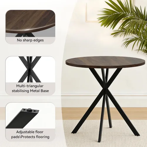 Miniatura 4 de Juego de 2 sillas y mesas de comedor redondas de 31.5 pulgadas para 2, pequeñas sillas de comedor que ahorran espacio, juegos de comedor pequeños