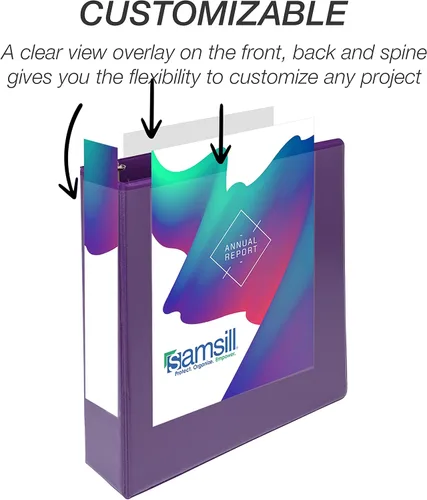 Miniatura 253 de Samsill - Carpeta duradera de 5 pulgadas, fabricada en los Estados Unidos, con anillos en D, transparente y personalizable, color blanco