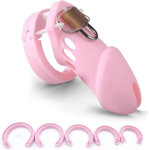 Miniatura 8 de Jaula de castidad, jaula de silicona para hombres, dispositivos de castidad transpirables, ligeros, de bienestar sexual, restricciones de bondage