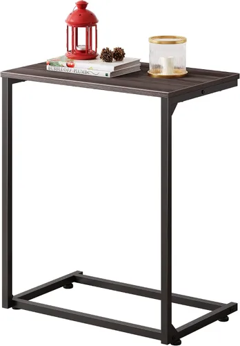 Miniatura 7 de WLIVE Mesa auxiliar en forma de C, mesas auxiliares pequeñas para sofá, mesa de sofá ancha que se desliza por debajo, mesa de aperitivos para Gris