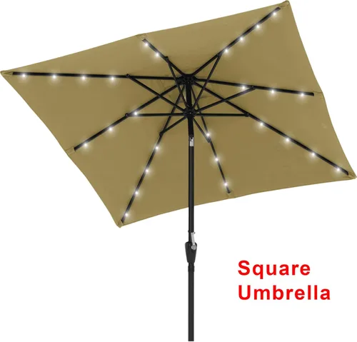 Miniatura 47 de ABCCANOPY Sombrillas solares duraderas para patio con 32 luces LED de 7.5 pies (beige claro)