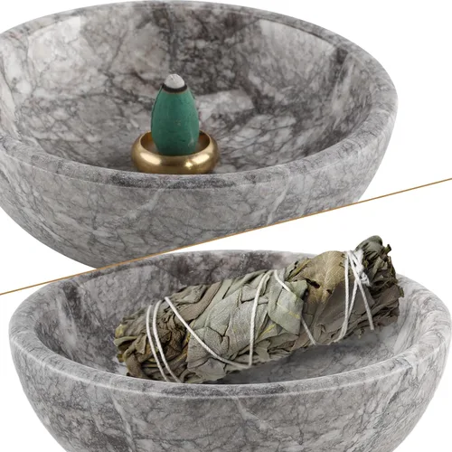 Miniatura 6 de Koville Soporte de incienso marroquí de mármol natural, soportes de incienso para palos, quemador de incienso resistente, atrapa cenizas, ideal