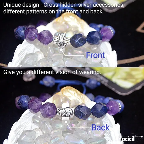 Miniatura 30 de Pulseras de la amistad, pulsera de obsidiana negra arcoíris para mujeres y hombres, 0.394 pulgadas (0.394 in), ojo de tigre, hematita y cristal