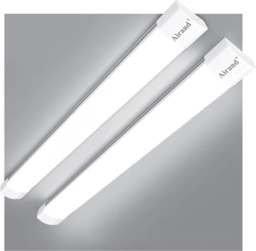 Airand Paquete de 2 luces LED para tienda, 2 pies, 18 W, 5000 K, protección IP66, iluminación debajo del gabinete, luz LED para garaje, banco de