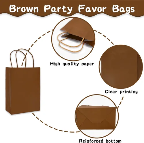 Miniatura 3 de Whaline 24 bolsas de regalo de papel marrón con asas, bolsas de compras de comestibles con 30 hojas de papel de seda de envoltura para vacaciones