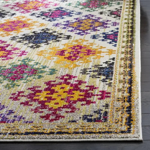 Miniatura 4 de SAFAVIEH Monaco Collection - Alfombra para pasillo, 2.2 x 6 pies, diseño bohemio de enrejado de diamantes, no desprende pelusa y de fácil cuidado
