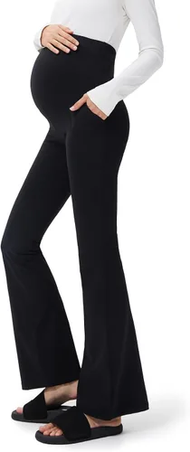 Minmaxmum Pantalones de maternidad para mujer, leggings acampanados con bolsillos para mujer, pantalones de yoga de maternidadpantalones de trabajo