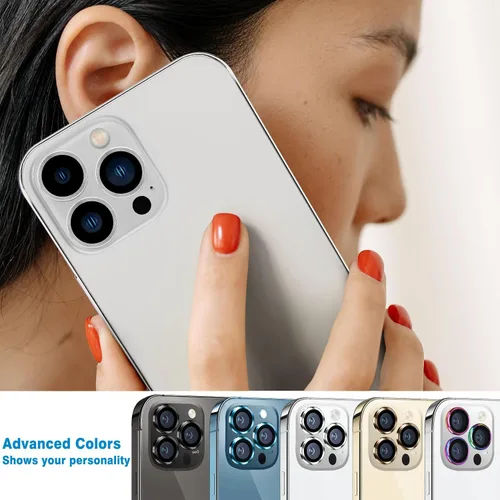 Miniatura 7 de Protector de lente de cámara compatible con iPhone 12 Pro Max, antiarañazos, vidrio templado 9H, protector de pantalla de cámara de metal, anillo a