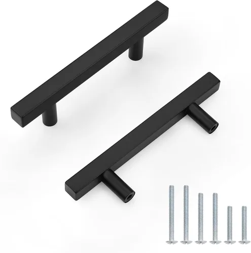 Miniatura 21 de Probrico Paquete de 5 manijas de gabinete, color negro, 2-1/2 pulgadas (2.520 in), barra cuadrada en T, manijas de gabinete de cocina, tiradores