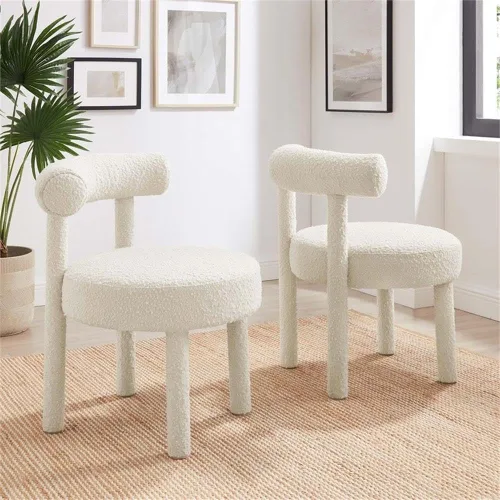 Miniatura 2 de Modway EEI-6705-IVO Toulouse Boucle - Juego de 2 sillas de comedor de tela, color marfil