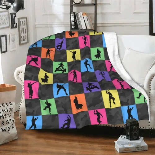 Manta de juego colorida de forro polar suave - Regalo ideal para jugadores, niños, adolescentes y adultos - Cálida, acogedora y elegante decoración