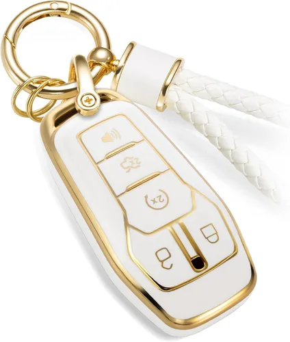 Miniatura 26 de Funda para llavero Nissan con llavero de cuerda trenzada de metal de lujo, funda suave mejorada para llave Nissan (solo 3 botones)