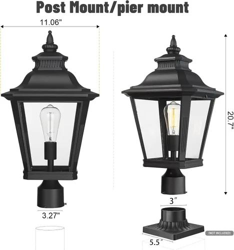 Miniatura 3 de Luces de poste grandes para exteriores, lámpara de poste con acabado negro, impermeable y antioxidante, moderna iluminación exterior de pilar