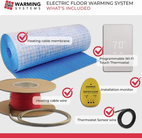 Miniatura 7 de Kit de calefacción radiante eléctrica de 100 pies cuadrados y 120 V - Incluye cable calefactor, membrana de calor, termostato programable LED WiFi