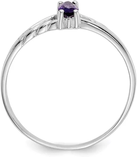 Miniatura 2 de Anillo con piedra natal de febrero de amatista en oro blanco de 14 k