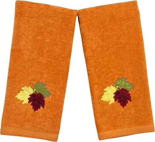 Miniatura 24 de Serfina Home Harvest - Toallas de mano para baño, diseño bordado de hojas de otoño grises y grises, 100% algodón, 16 x 25 pulgadas, juego de 2 piezas