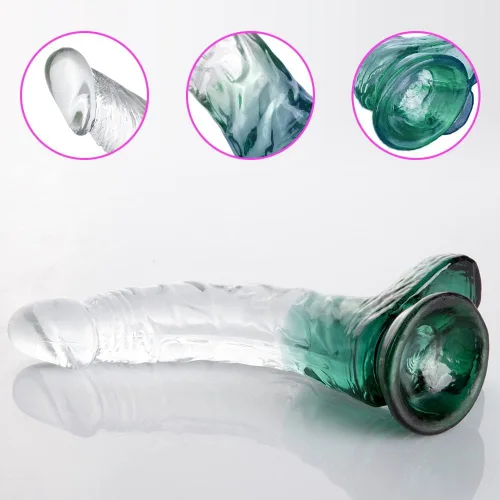 Miniatura 2 de FST Consolador realista de eje curvado, estimulación del punto G, pene con fuertes testículos de succión y diseño de venas para estimulación sexual