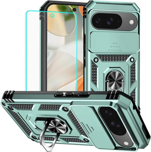 Miniatura 14 de HNHYGETE Funda para Pixel 6a con protector de pantalla HD, soporte giratorio de grado militar de 360° (resistente) a prueba de golpes para Google