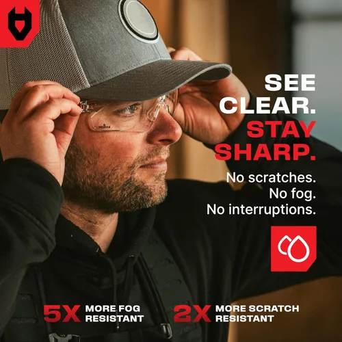 Miniatura 3 de NoCry Gafas de seguridad transparentes para hombres y mujeres con lentes envolventes antivaho y resistentes a los arañazos, patillas ajustables